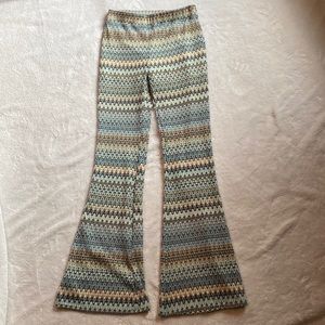 Joe B by Joe Benbasset Blue Chevron Print Flared Stretch Pants sz. Small